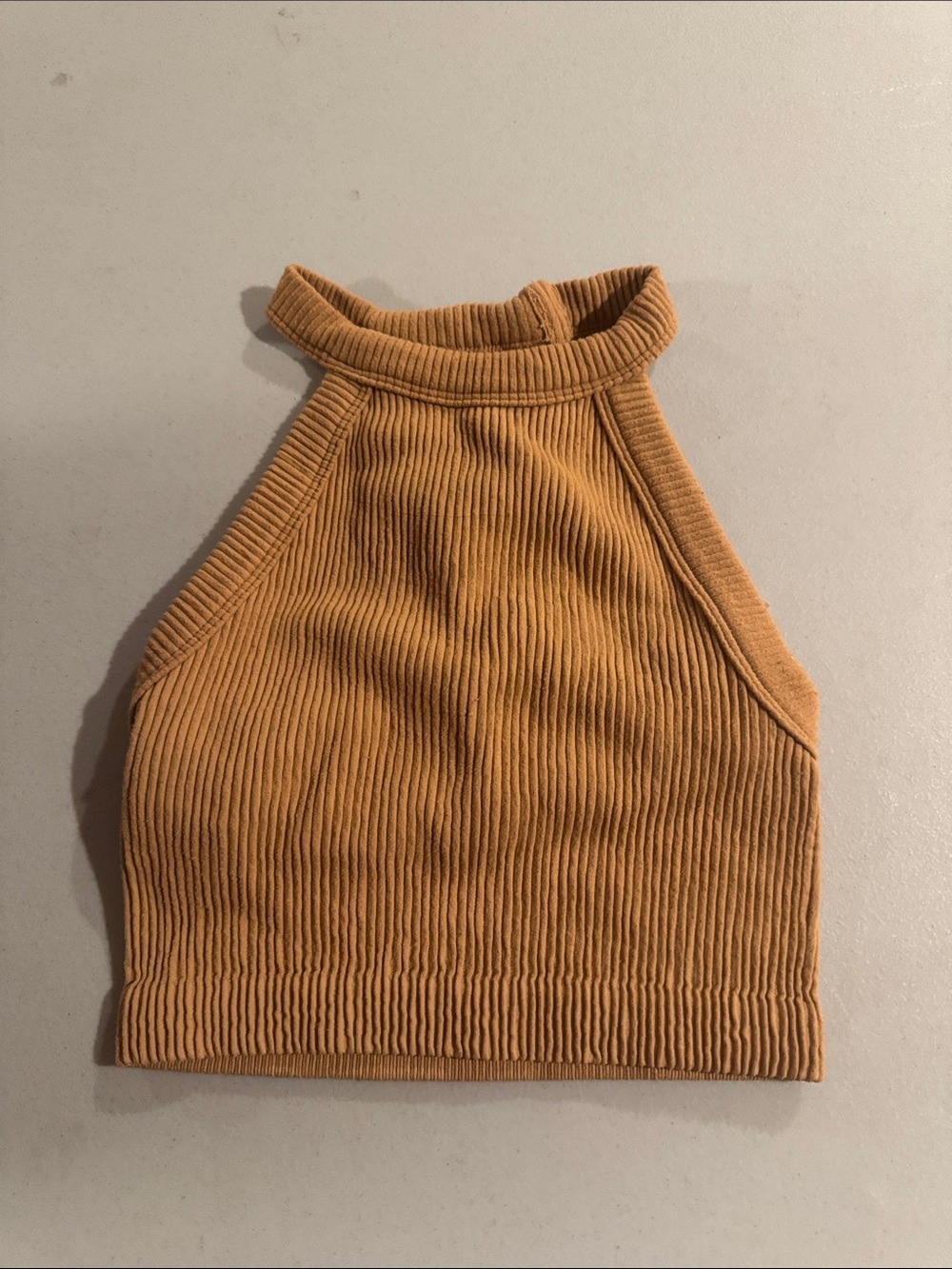 aerie Ribbed Halter Tank Top in Mustard